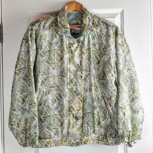 Stunt Sports Zip Button Silk Print Bomber Jacket